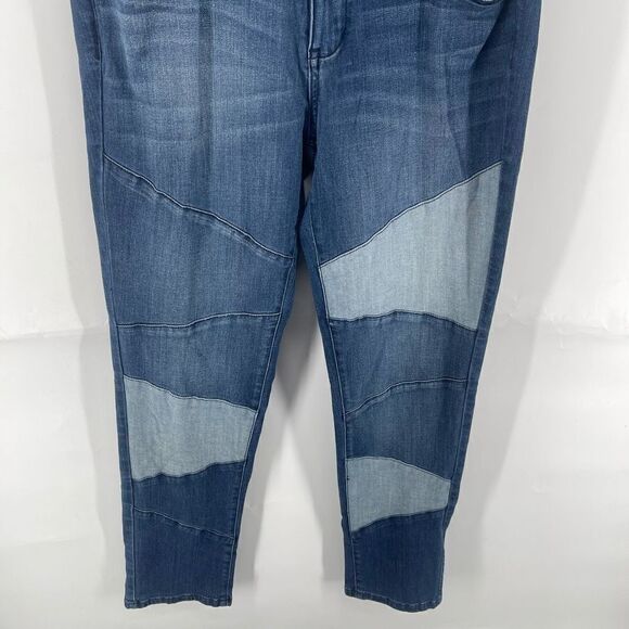 New York & Company patchwork boho stretch skinny jeans denim 10 EUC - Picture 3 of 11